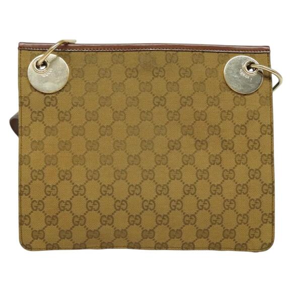 GUCCI GG Canvas Shoulder Bag Beige Gold - Picture 3 of 12